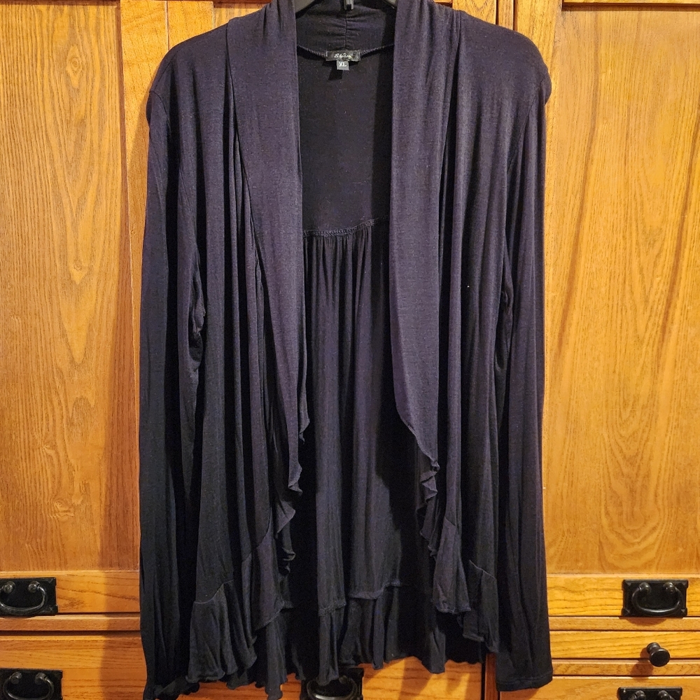 Storm Sheer Black Draped Cardigan Women's Size XL EUC